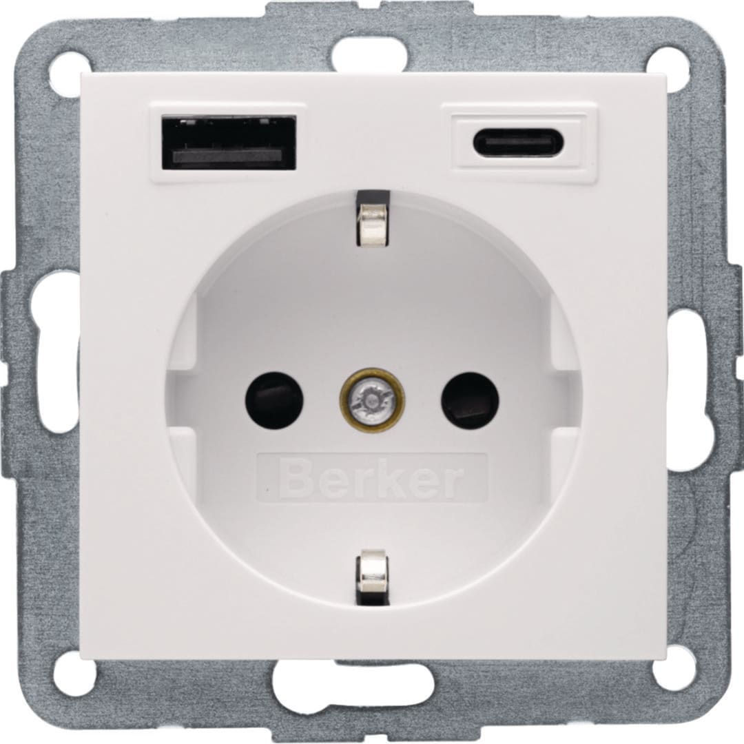 HAGER BOCCHIOTTI - PRESA SCHUKO/USB AC 20W PD S.1 BIA. LUC.
