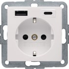 HAGER BOCCHIOTTI - PRESA SCHUKO/USB AC 20W PD S.1 BIA. LUC.