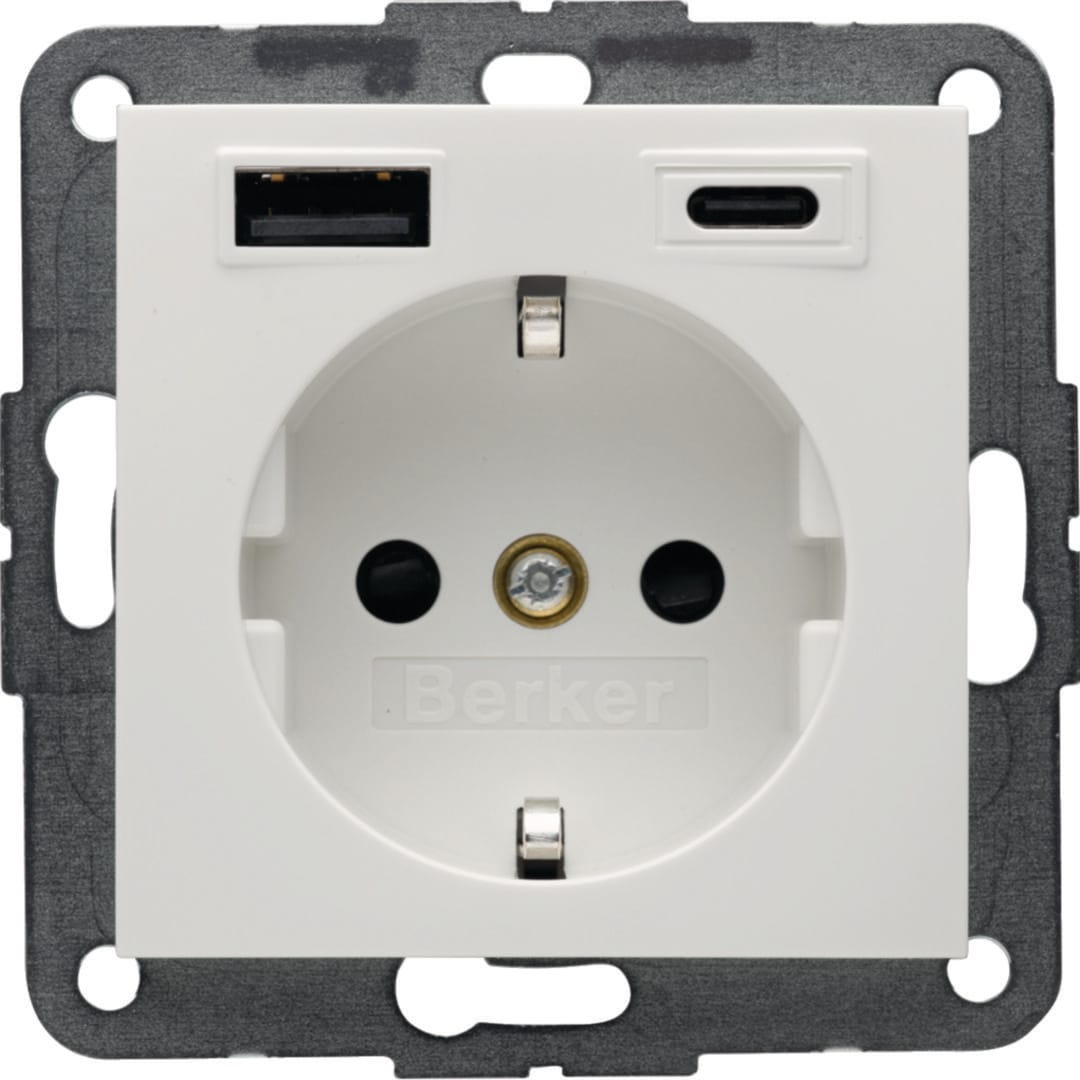 HAGER BOCCHIOTTI - PRESA SCHUKO/USB AC 20W PD S.1 BIA. POL.