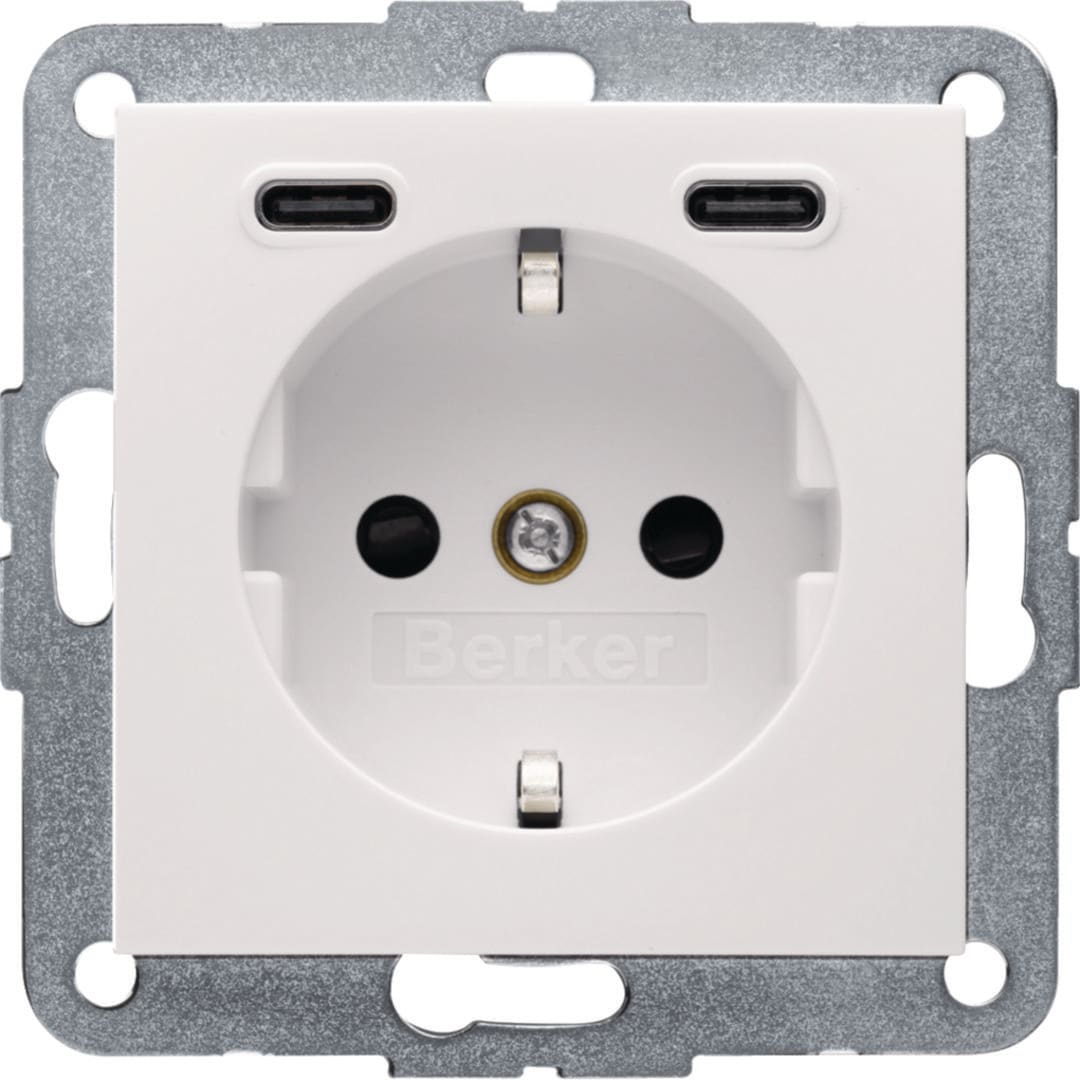 HAGER BOCCHIOTTI - PRESA SCHUKO/USB CC 20W PD S.1 BIA.LUC.