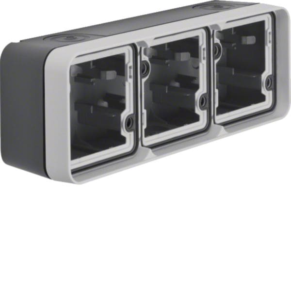 HAGER BOCCHIOTTI - Scatola tripla orizzontale, con cornice a parete W.1 grigio/grigio chiaro opaco