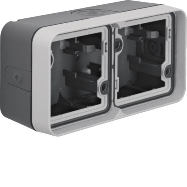 HAGER BOCCHIOTTI - Scatola doppia orizzontale, con cornice a parete W.1 grigio/grigio chiaro opaco