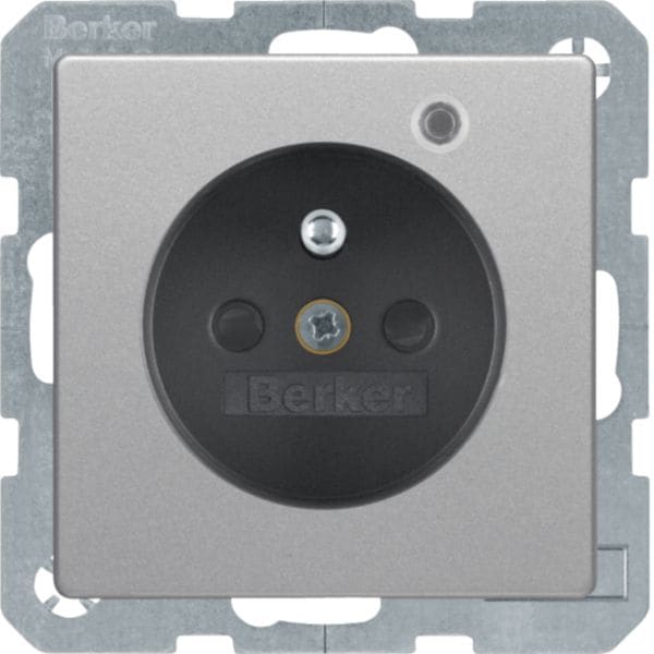 HAGER BOCCHIOTTI - Presa con spinotto di terra e LED di controllo Serie Q.1/Q.3 alu vellut, vern.