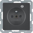 HAGER BOCCHIOTTI - Presa con spinotto di terra e LED di controllo Serie Q.1/Q.3 antrac.vellut.vern.