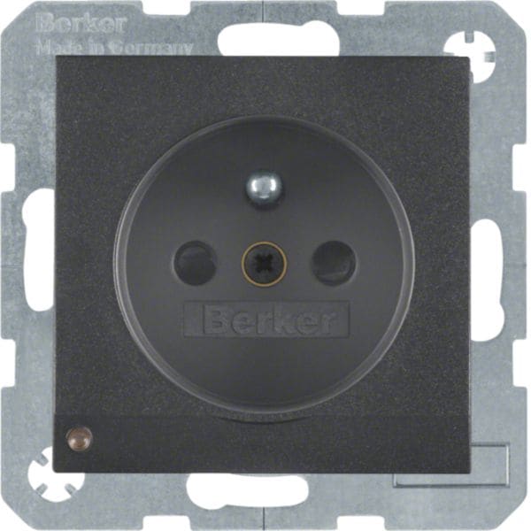 HAGER BOCCHIOTTI - Presa con spinotto x terra + LED orientamento Serie B.3/B.7 antrac.opaco