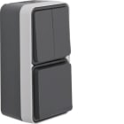 HAGER BOCCHIOTTI - Combinaz. Int. doppio + Presa SCHUKO + coperch protez. da parete W.1 grigio