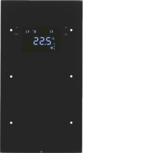 HAGER BOCCHIOTTI - Sensore touch doppio con Termostato KNX - Serie R.3 vetro nero