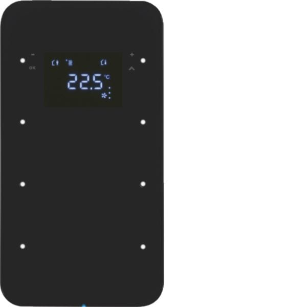 HAGER BOCCHIOTTI - Sensore touch triplo con Termostato KNX - Serie R.1 vetro nero