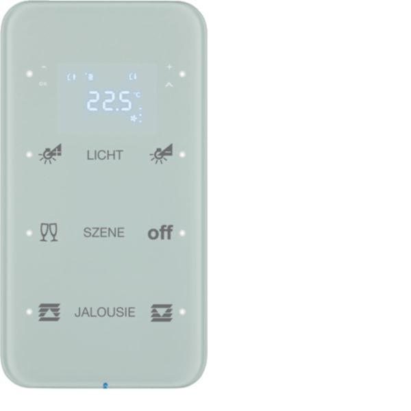 HAGER BOCCHIOTTI - Sensore touch triplo con Termostato KNX - Serie R.1 vetro Bianco pol.