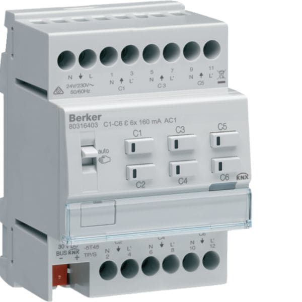 HAGER BOCCHIOTTI - Attuatore x riscaldamento 6 out Triac easy, 24 V/230 V AC, con regolatore