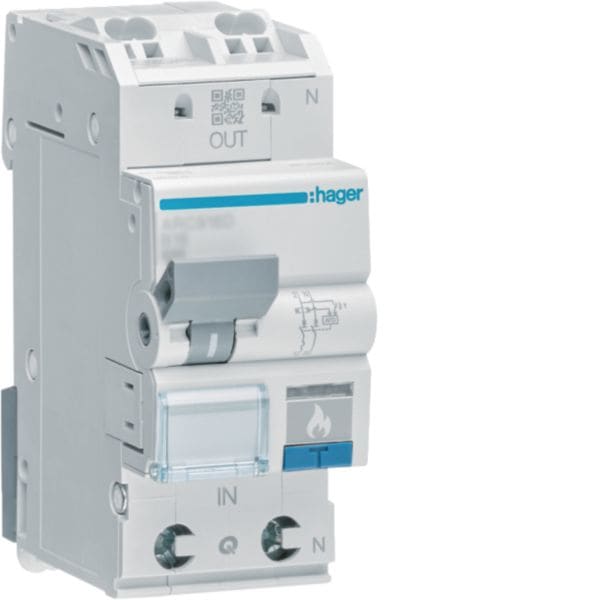 HAGER BOCCHIOTTI - AFDD arc fault detection device 6000A 1P+N curva B 16A 2M