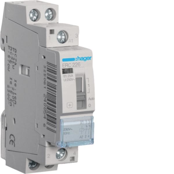 HAGER BOCCHIOTTI - Contattore a comando manuale 25 A 230 V AC 2 NC 1 modulo DIN
