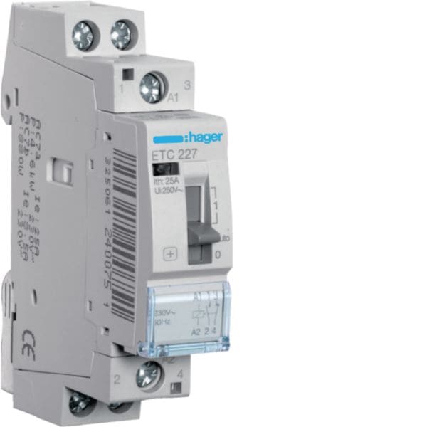 HAGER BOCCHIOTTI - Contattore giorno / notte 25 A 230 V AC 1 NA + 1 NC 1 modulo DIN