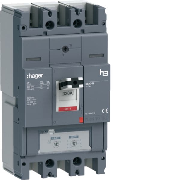 HAGER BOCCHIOTTI - Interruttore automatico scatolato h3 x630 TM 3P 40kA 320A
