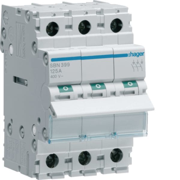 HAGER BOCCHIOTTI - Interruttore non automatico 3 P 125 A 400 V AC 3 moduli DIN
