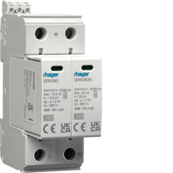 HAGER BOCCHIOTTI - SPD T1+T2 2P TN-S/TT 12,5con contatto ausiliario