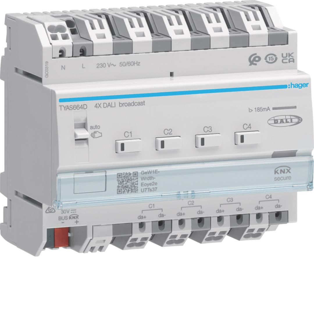 HAGER BOCCHIOTTI - GATEWAY DALI/KNX-SEC 4 OUT BROADCAST 6M