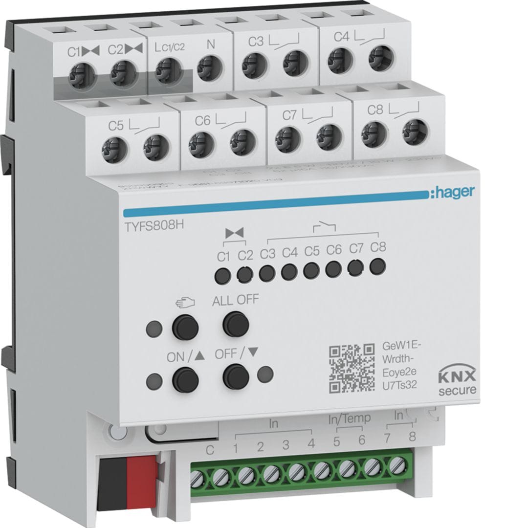 HAGER BOCCHIOTTI - MOD.KNX-SEC CTRL-ROOM 8 IN / 8 OUT 4M