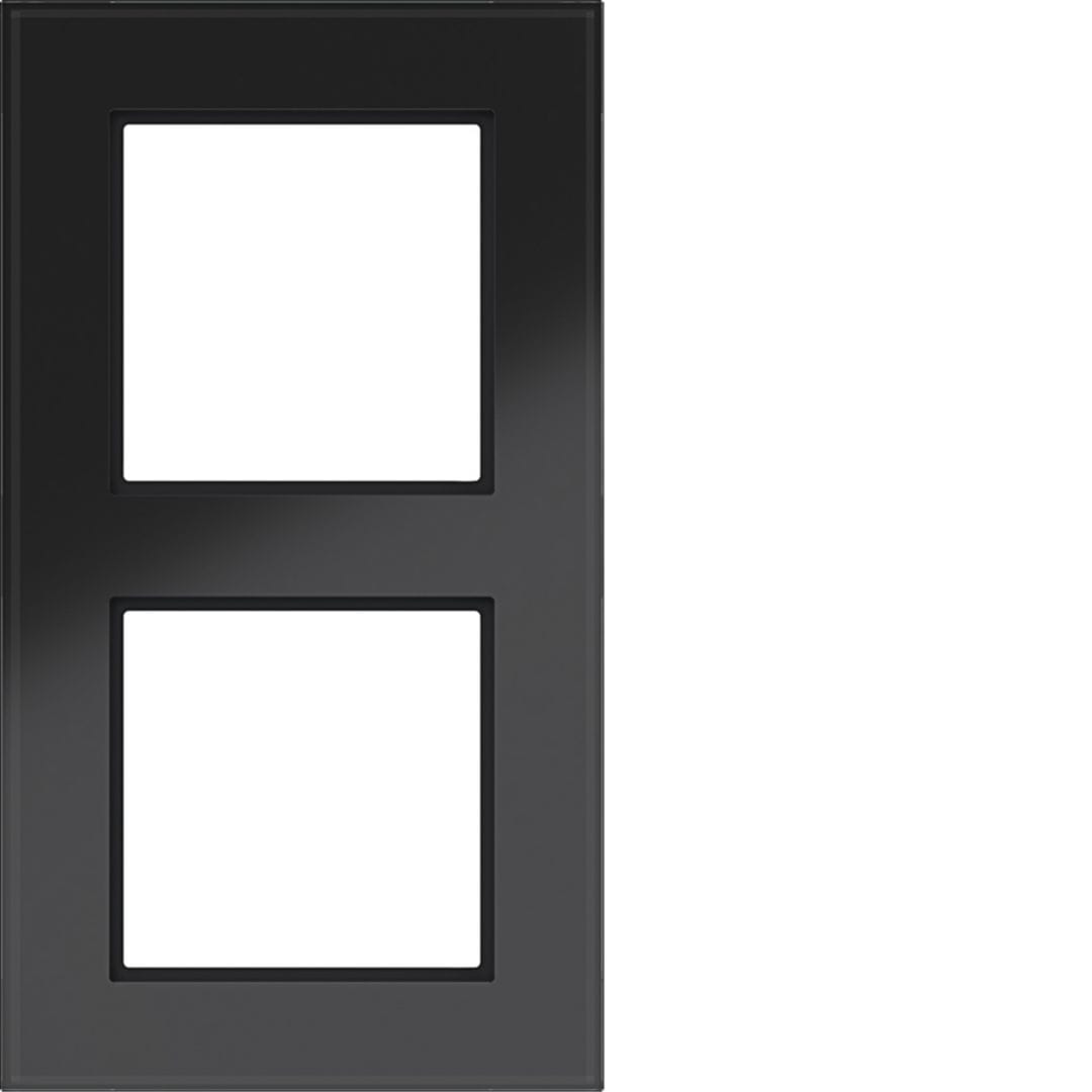 HAGER BOCCHIOTTI - CORNICE 2-POSTI, A.8, VETRO NERO LUCIDO