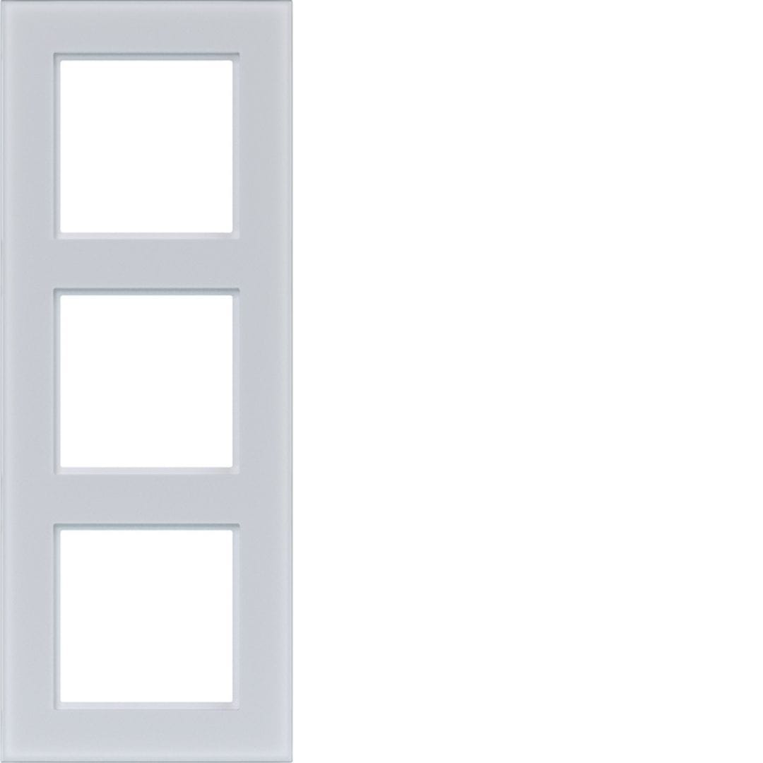 HAGER BOCCHIOTTI - CORNICE 3-POSTI, A.8, VETRO BIANCO OPACO