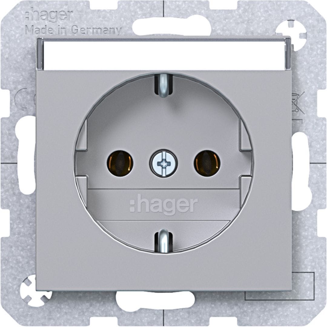 HAGER BOCCHIOTTI - PR.SCHUKO ETICH PLUG-IN A.X/ TITANIO MET