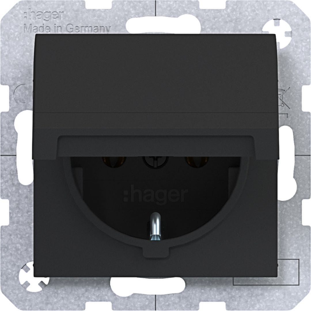HAGER BOCCHIOTTI - PR.SCHUKO COPERCHIO AUTO A.X/C.X NERO OP