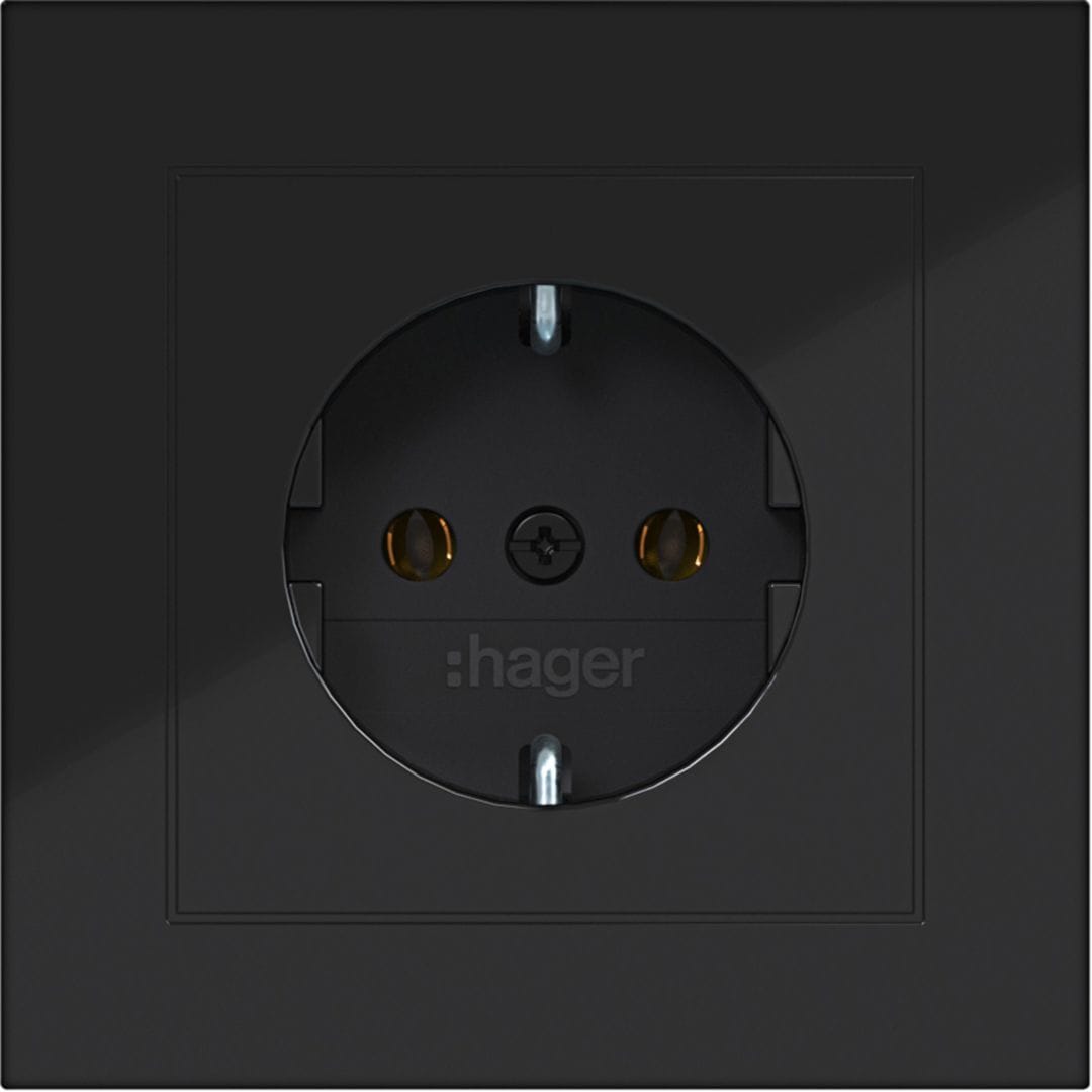 HAGER BOCCHIOTTI - PRESA SCHUKO+COP., PLUG-IN, A.1 NERO LUC