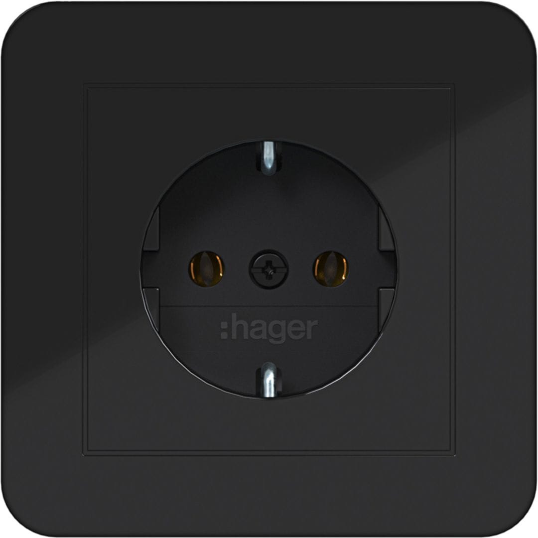 HAGER BOCCHIOTTI - PRESA SCHUKO+COP., PLUG-IN, C.1 NERO LUC