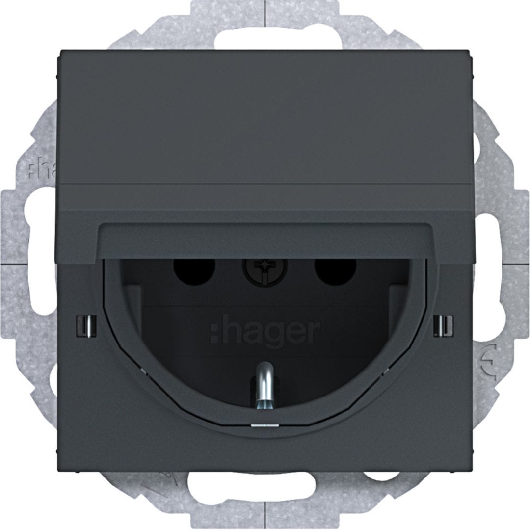 HAGER BOCCHIOTTI - Pr.SCHUKO coperch bloc.45°A.x/C.x antr