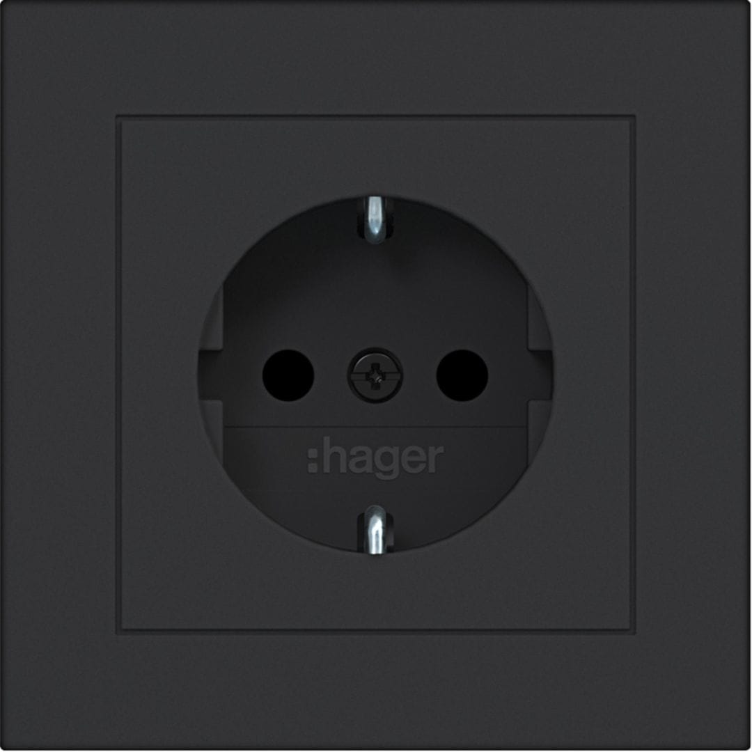 HAGER BOCCHIOTTI - PR.SCHUKO+COP SHUTTER PLUGIN A.1 NERO OP