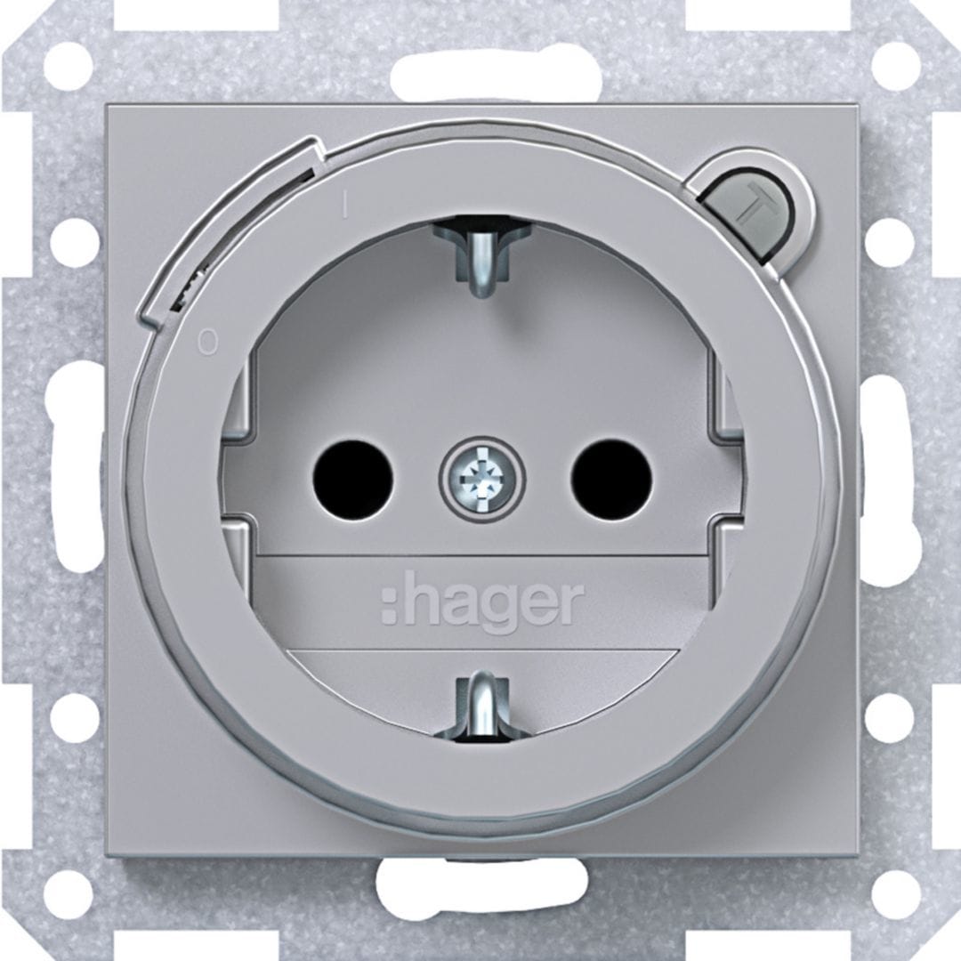 HAGER BOCCHIOTTI - PR.SCHUKO+ RCCB SHUTTER A.X/ TITANIO MET