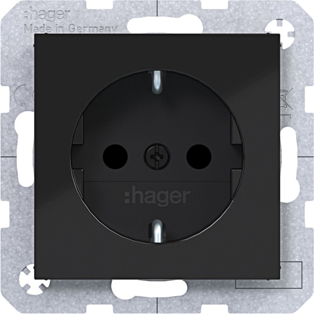 HAGER BOCCHIOTTI - PR.SCHUKO SHUTTER VITE AX/CX NERO LUC