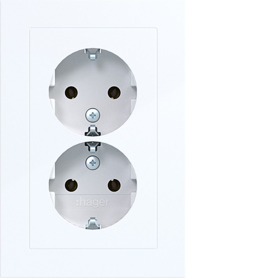 HAGER BOCCHIOTTI - 2PRESE SCHUKO COP.PIATTO A.1 BIAN LUC
