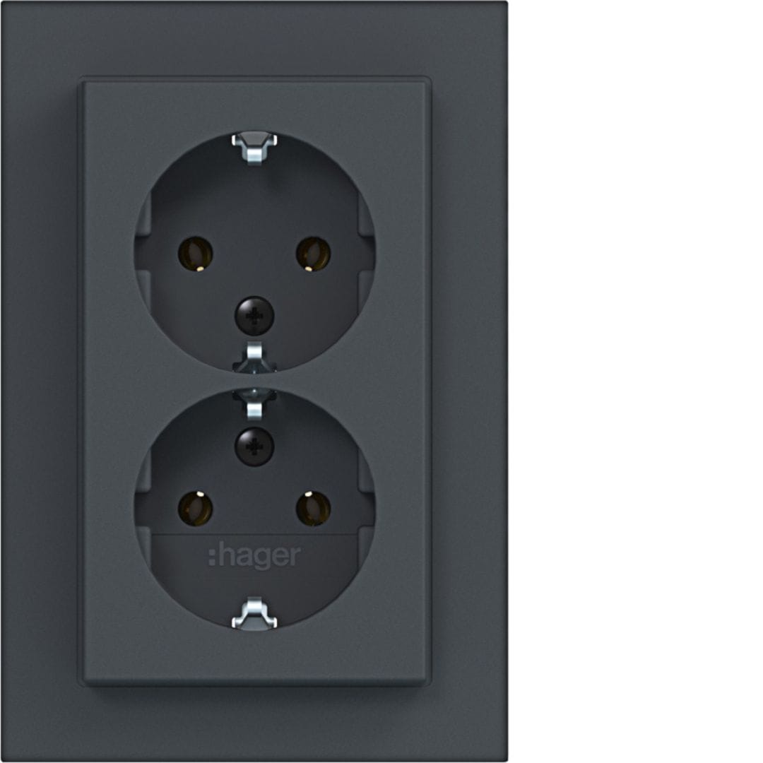 HAGER BOCCHIOTTI - 2PRESE SCHUKO COP.ALTO A.1 ANTR OP