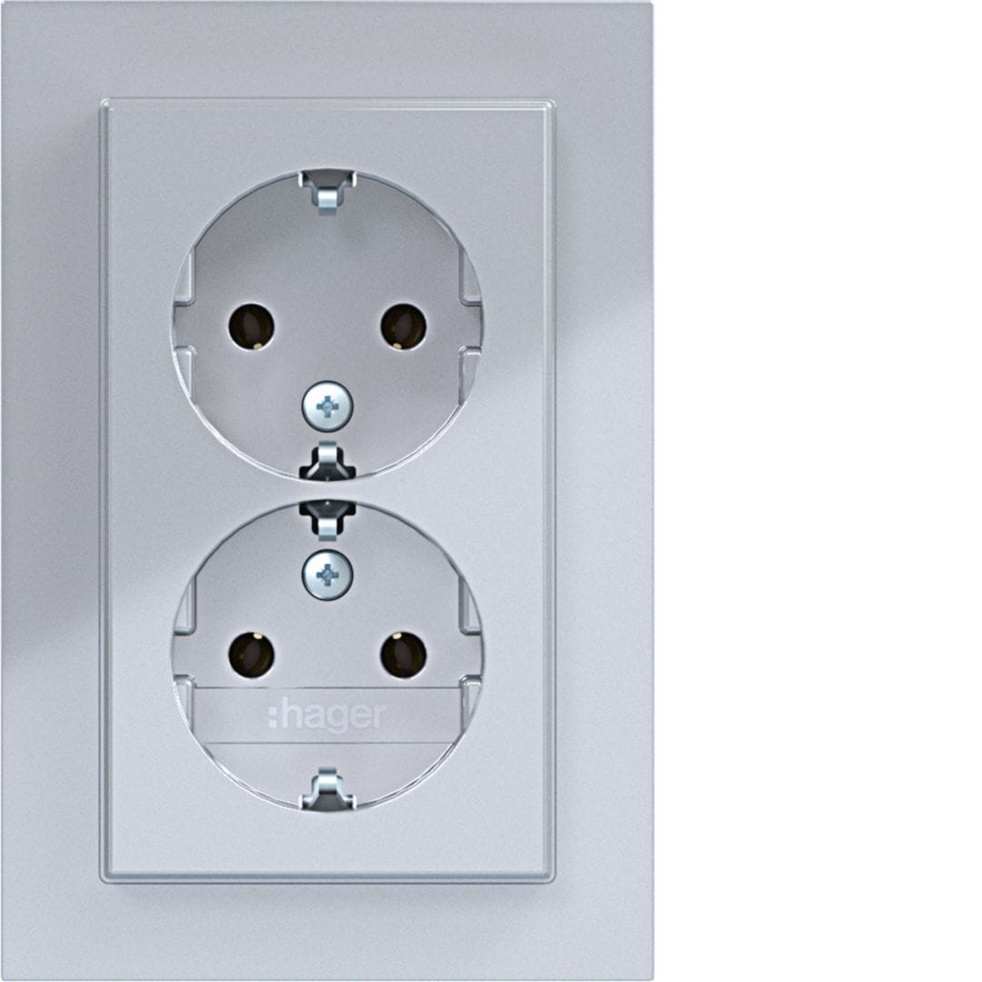 HAGER BOCCHIOTTI - 2PRESE SCHUKO COP.ALTO, A.1 TIT MET