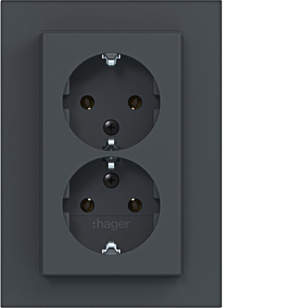 HAGER BOCCHIOTTI - 2PRESE SCHUKO COP.ALTO A.8 ANTR OP