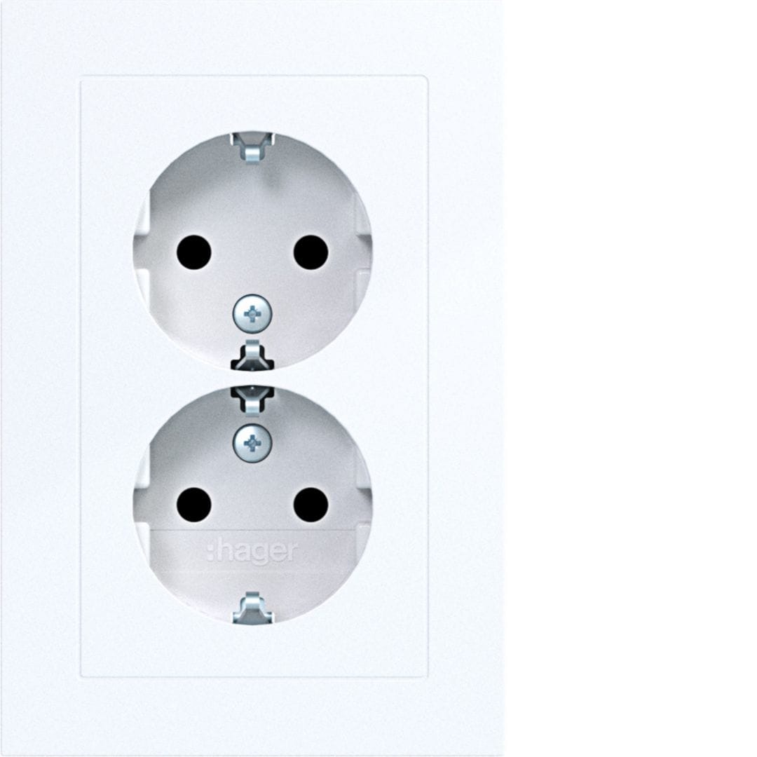 HAGER BOCCHIOTTI - 2PR.SCHUKO COP.PIATTO+MORS A.1 BIA LU