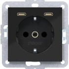 HAGER BOCCHIOTTI - PR.SCHUKO+SHUTTER+USB-C A.X/C.X NERO LUC