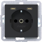 HAGER BOCCHIOTTI - PR.SCHUKO+SHUTTER+USB-C A.X/C.X NERO OP