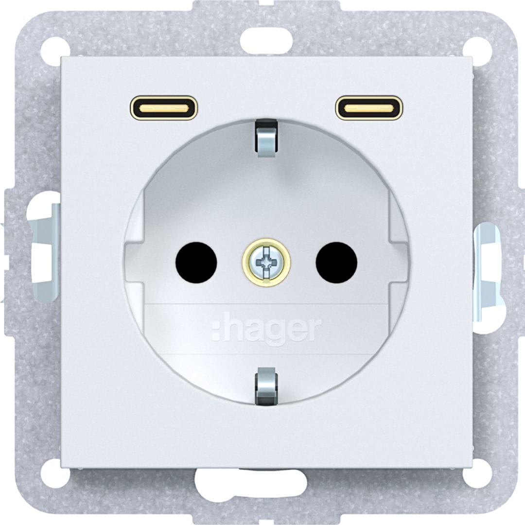 HAGER BOCCHIOTTI - PR.SCHUKO+SHUTTER+USB-C A.X/C.X BIANC OP