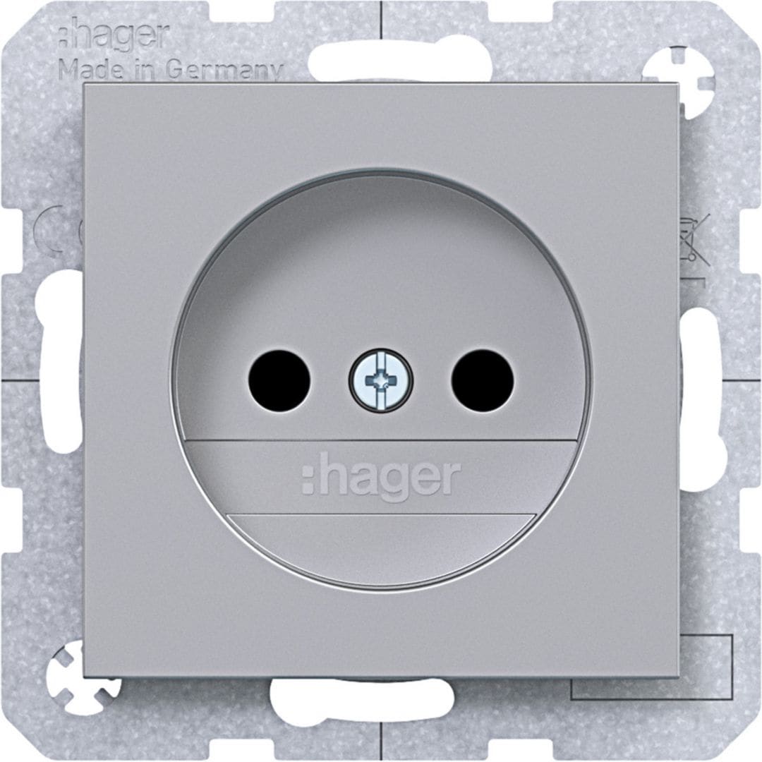 HAGER BOCCHIOTTI - PRESA NO TERRA SHUTTER A.X/ TITANIO MET