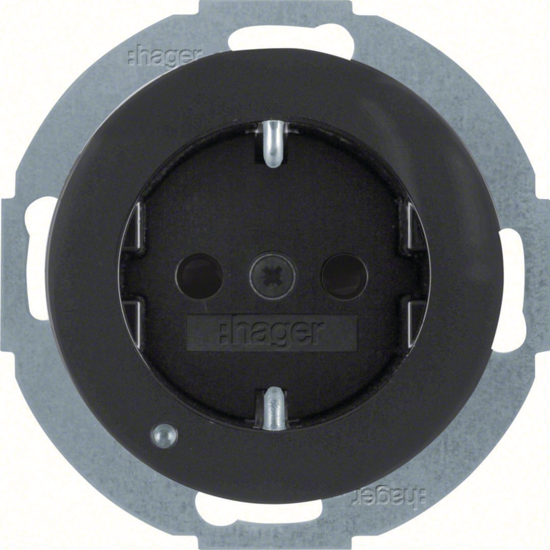 HAGER BOCCHIOTTI - P.SCHUKO + LED 1930/R.CLASSIC NERO