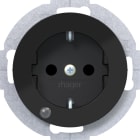 HAGER BOCCHIOTTI - P.SCHUKO + LED CONTROLLO R.CL NERO LUC.