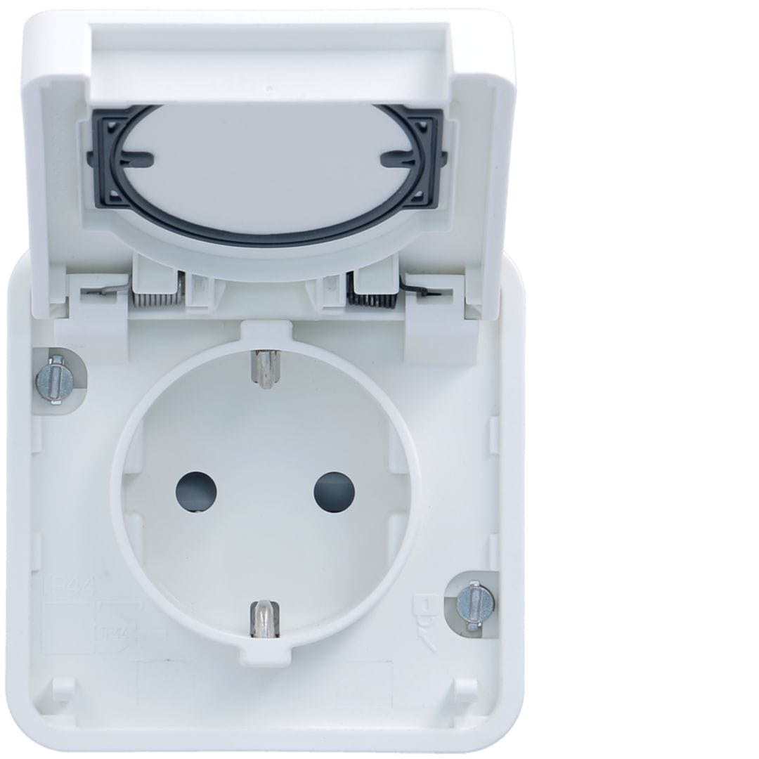 HAGER BOCCHIOTTI - Inserto p. schuko + coperchio W.1 bianc