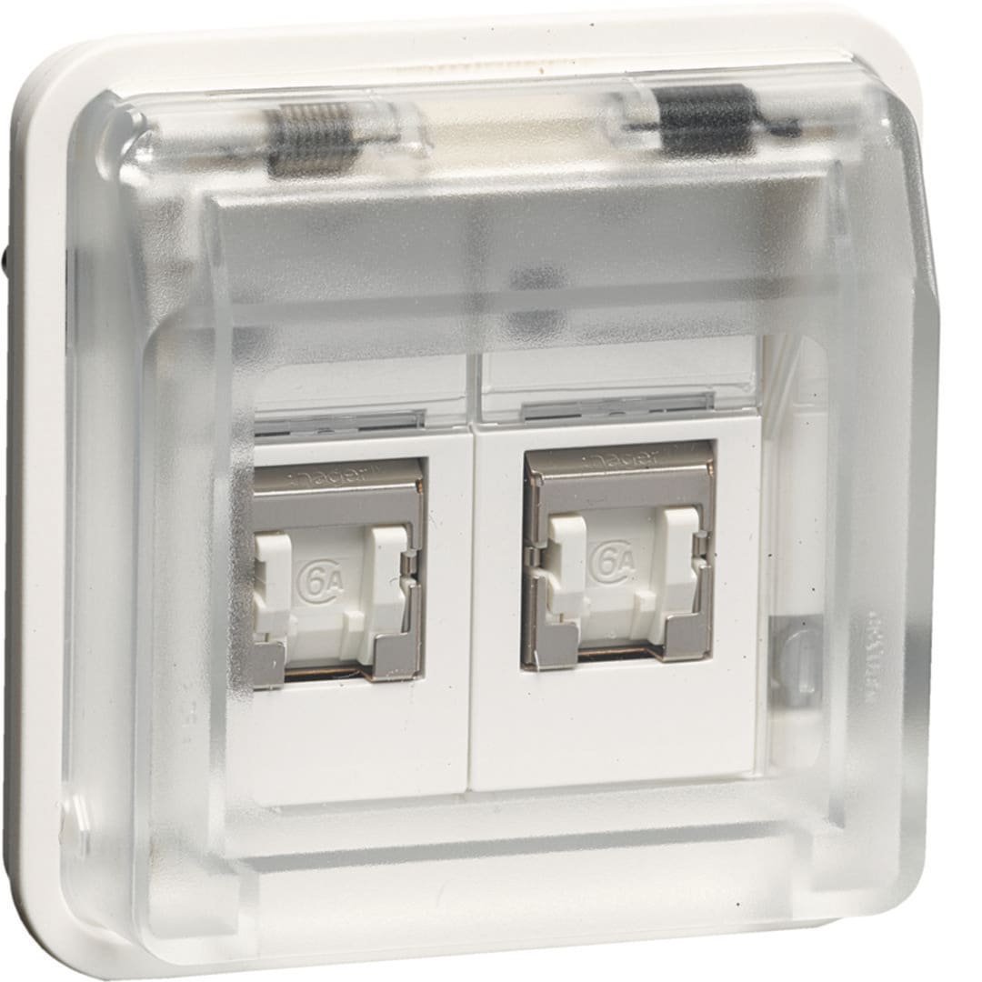 HAGER BOCCHIOTTI - Ins. 2xRJ45 8 pol sch + cop.cat.6 W.1 bi