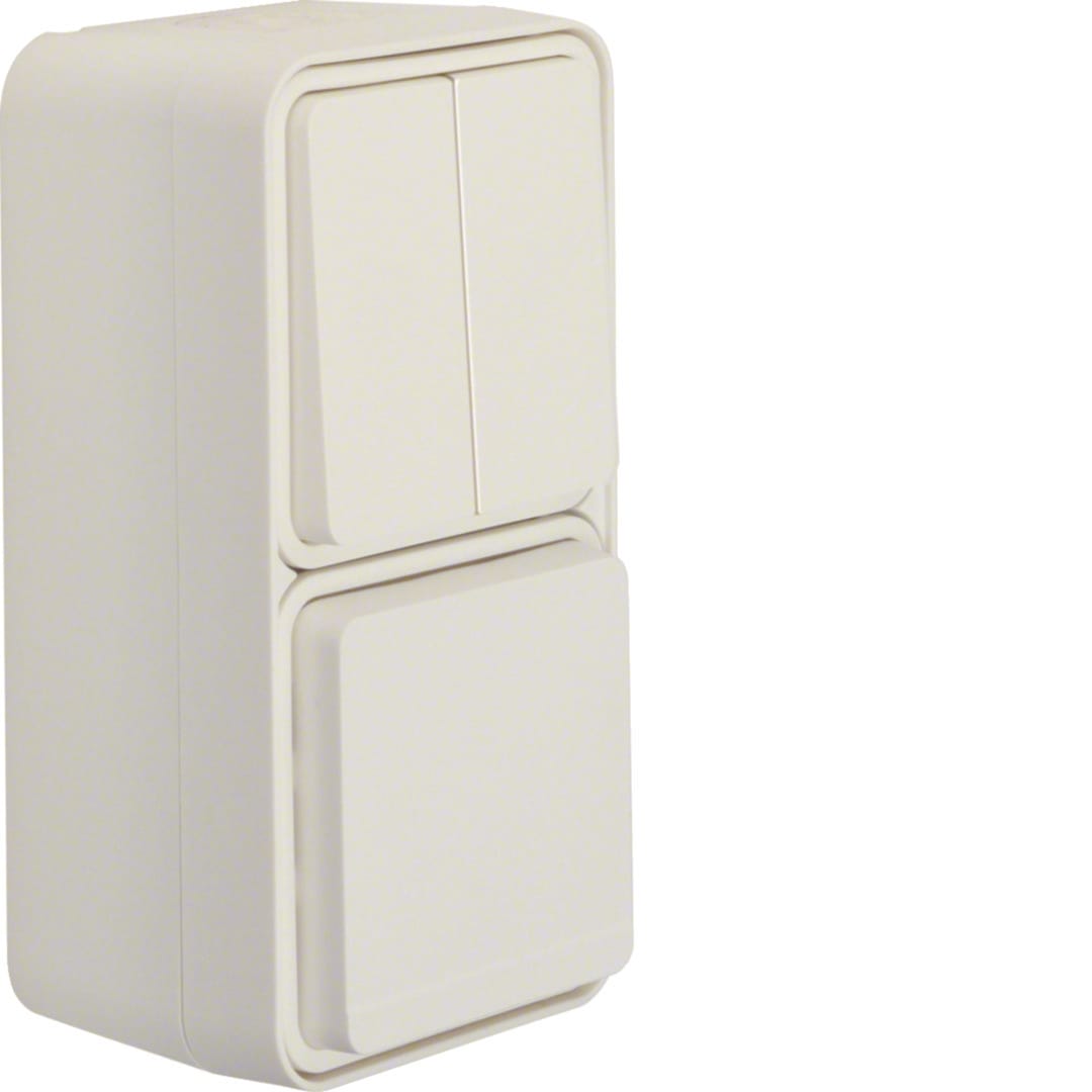 HAGER BOCCHIOTTI - COMB. 2 DEVIAT+SCHUKO+COPERCHIO W.1 BIA