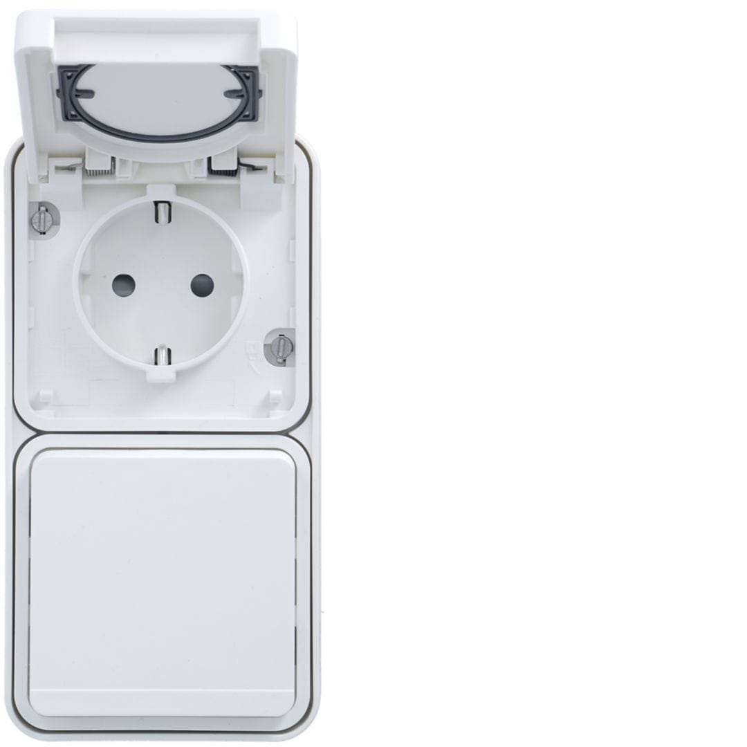 HAGER BOCCHIOTTI - P.SCHUKO DOPPIA VERT.CON COP.A PARETE W1