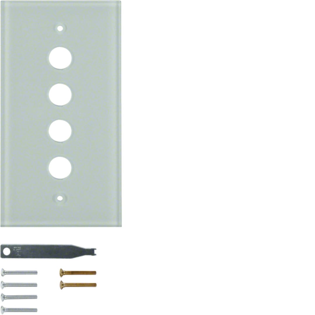 HAGER BOCCHIOTTI - PLACCA VETRO 4P SERIE TS CHIARO LUCIDO