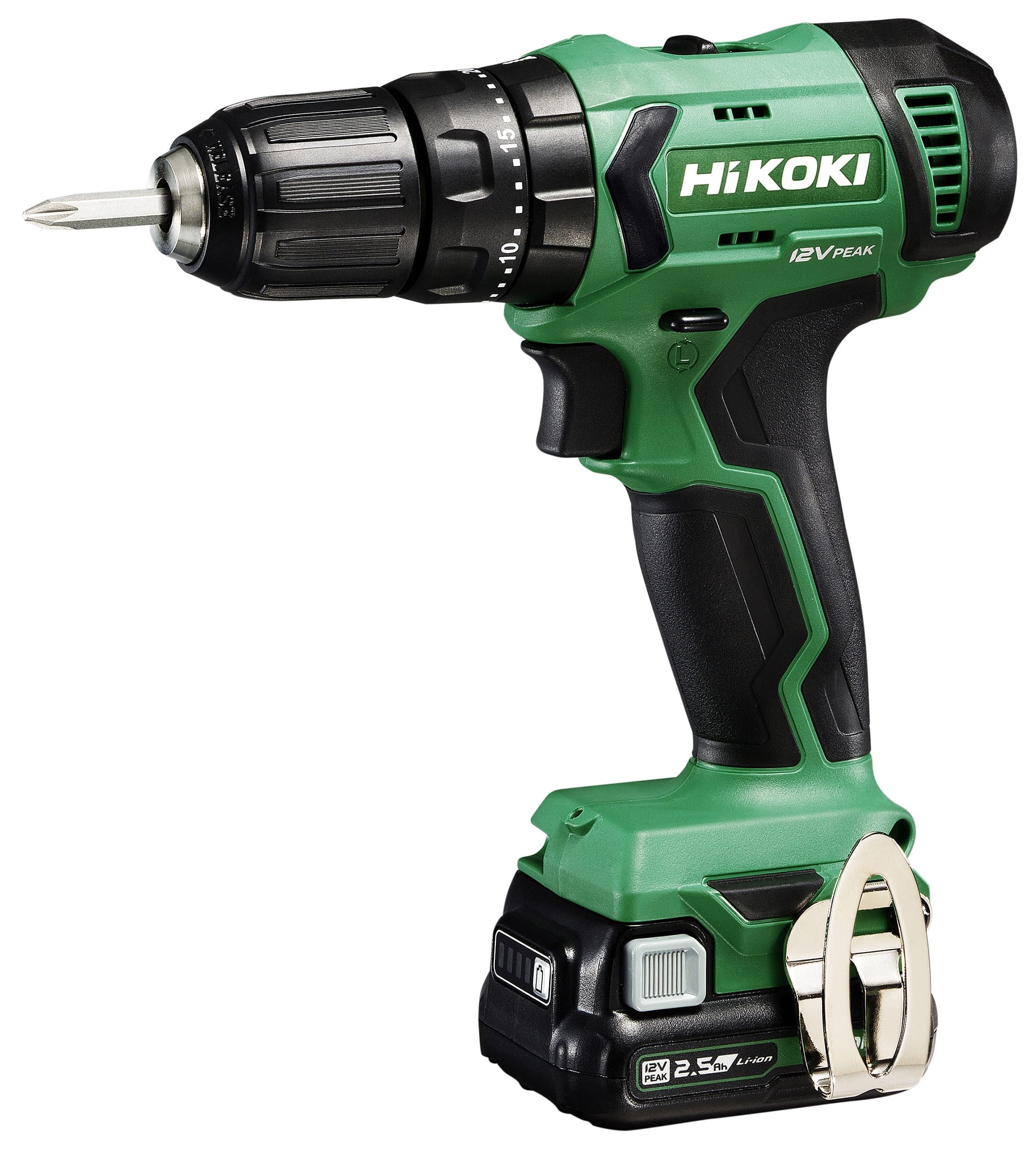 HIKOKI POWER TOOLS - Trapano Avvitatore C/Percussione 12V, 38Nm, 2 X 2.5Ah - 10Mm - 38Nm - Brushed - Scatola Di Cartone - Dimensioni Confezione Singola: 279X380X101 Mm (Lxwxh) - Peso Confezione Singola: 3,6 Kg