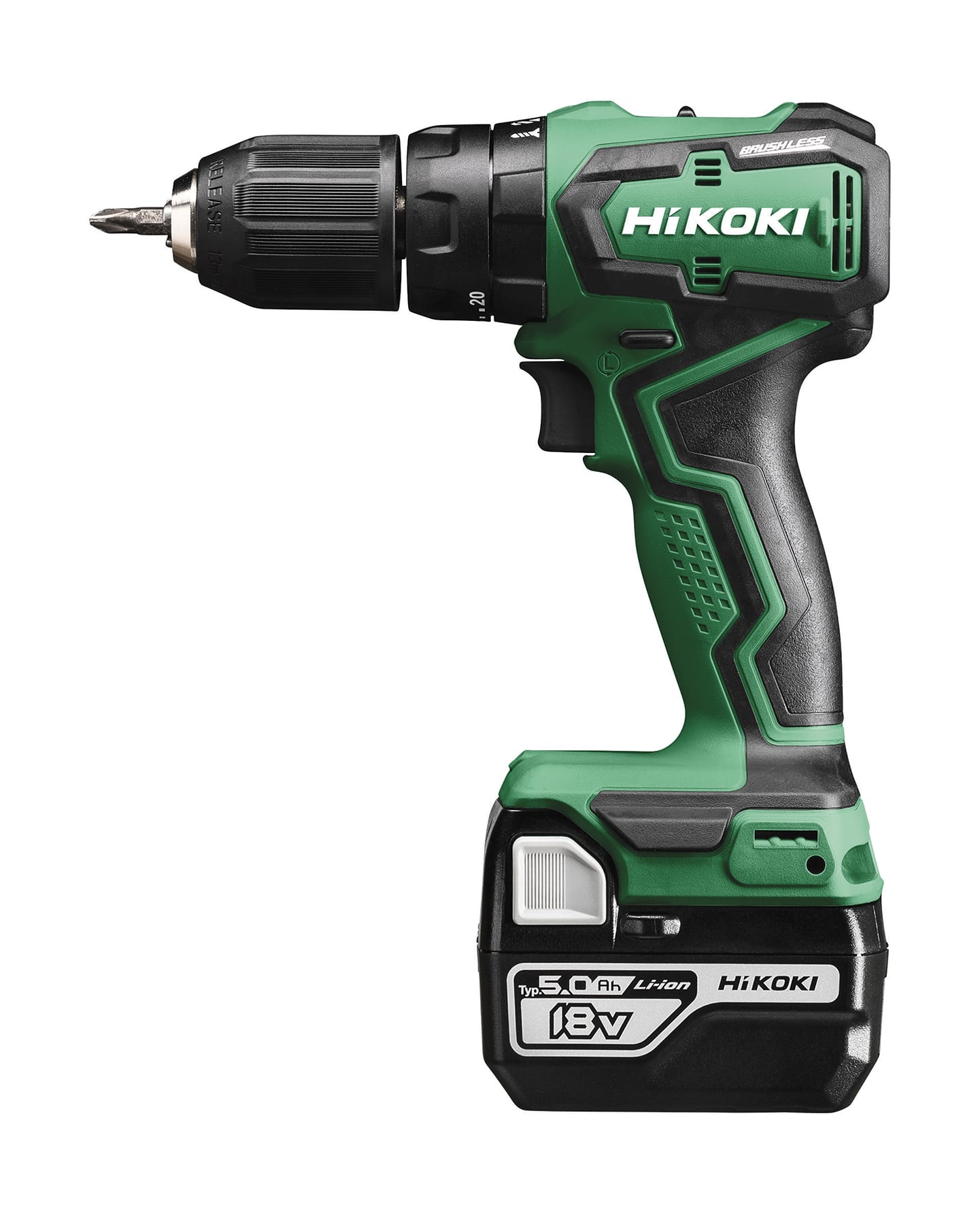 HIKOKI POWER TOOLS - Trapano avvitatore c/percussione 18V, 55Nm, Brushless, 2 x 5.0Ah, Valigetta Stackable.